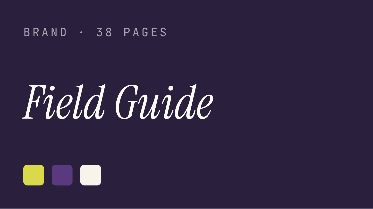 Field Guide — brand toolkit